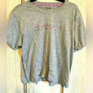 DKNY Sport T-Shirt Women's Medium Gray‎ Graphic Logo Tee Activewear Athleisure